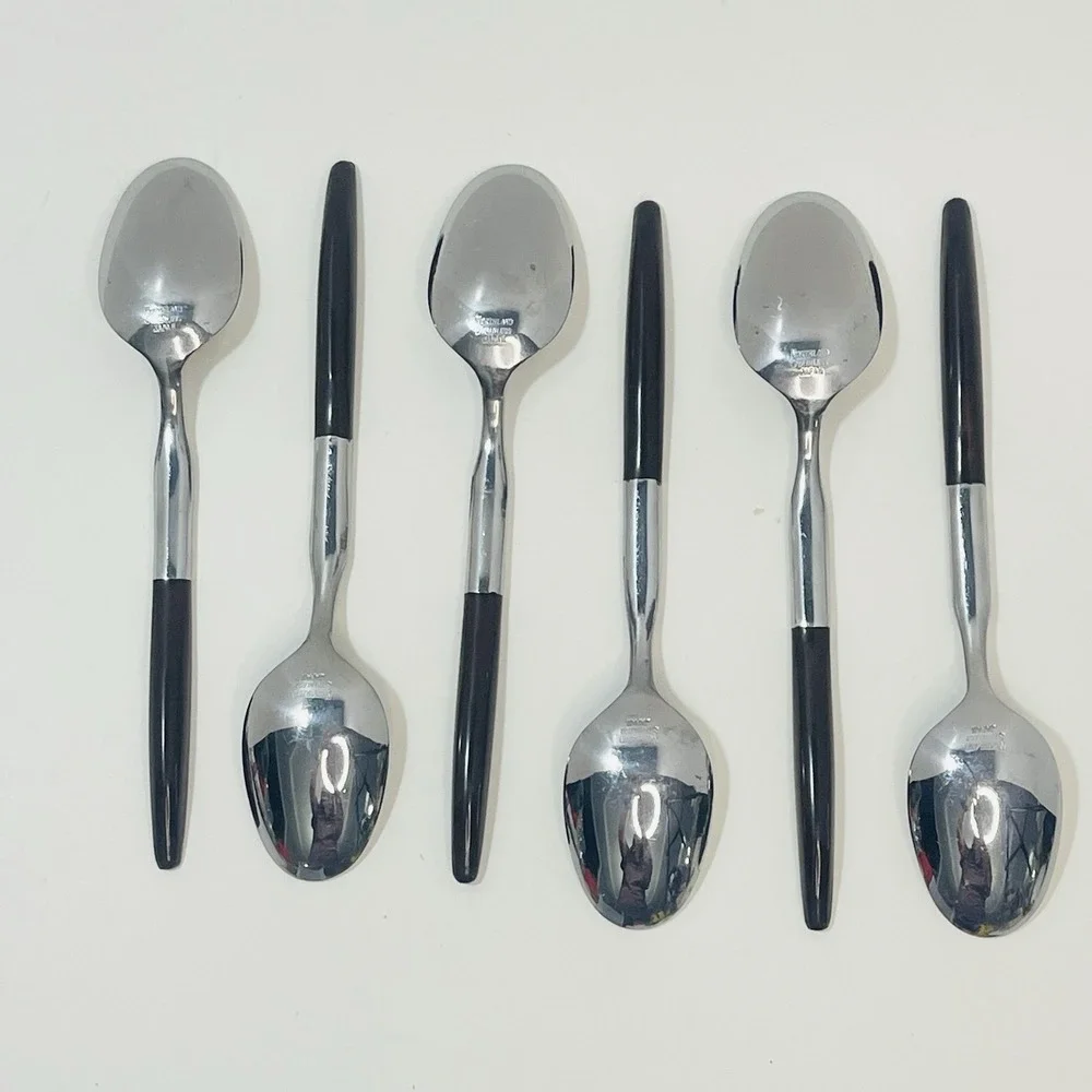 Oneida Northland NAPA VALLEY Stainless Teaspoons Brown Handle‎ Set Lot of 6